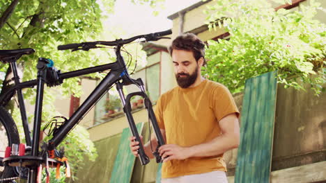 man using specialized wrench for repair