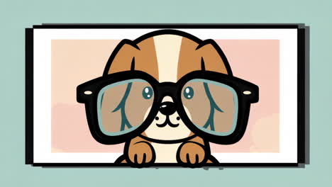 cute cartoon dog with glasses