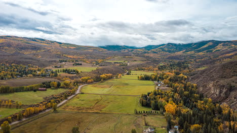 aerial timelapse of fall in the rocky mountains