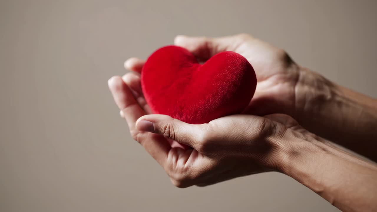 manos sosteniendo un corazón rojo