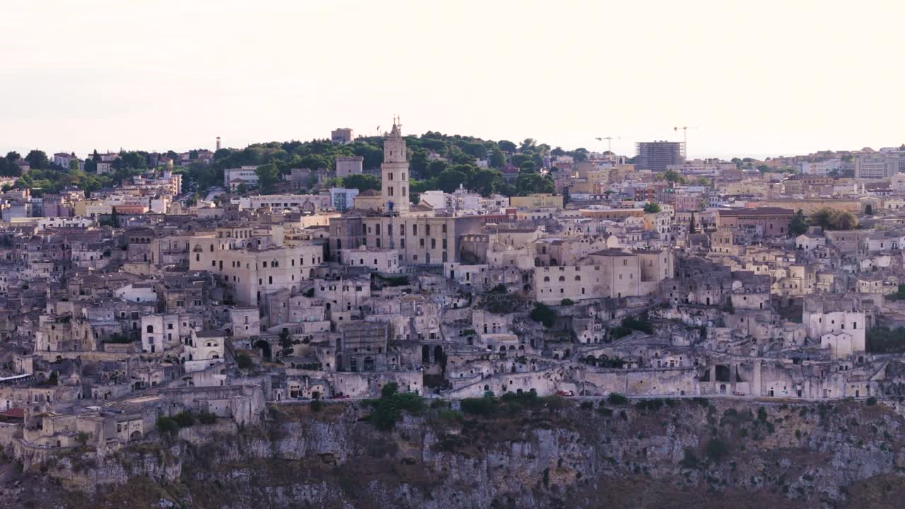 Beauty of Italian city - Matera, aerial drone orbit view