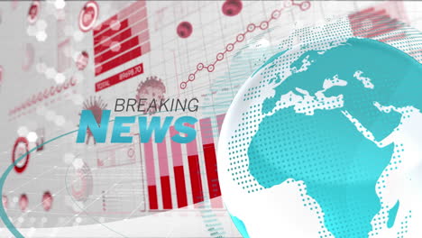 tv news introduction over graph and coronavirus bacteria.