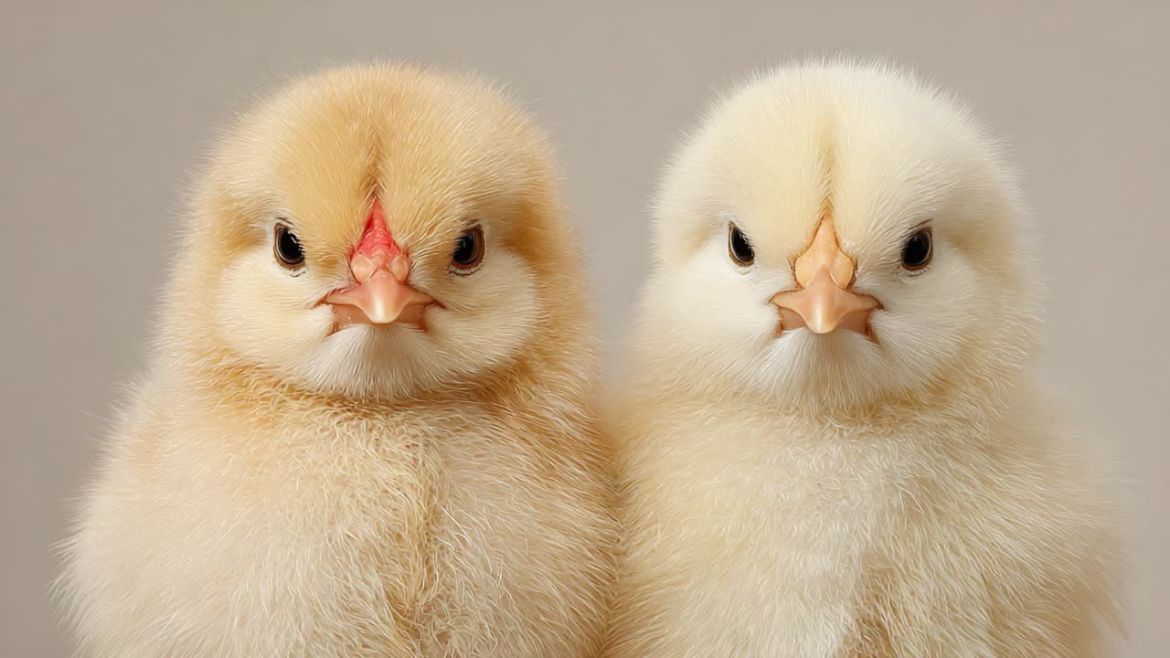 Hai Chú Gà Tò Mò: Gặp Gỡ Cận Cảnh Làm Nổi Bật Những Biểu Cảm Độc Đáo và Tương Tác Thú Vị của Những Chú Chim Non Trong Bối Cảnh Nhẹ Nhàng, Thanh Bình