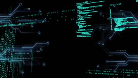 animation of data processing over computer circuit board