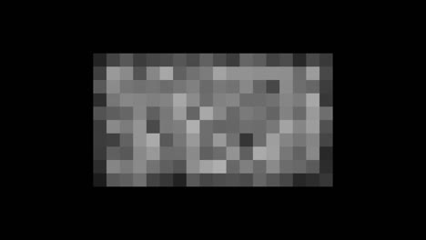 pixel censurado. concepto de barra de censura negra. rectángulo de censura. opacidad 97 por ciento. pixel abstracto en blanco y negro fondo geométrico. animación con fondo transparente alfa para su fácil uso en su video. movimiento de bucle