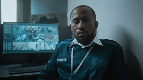 security guard monitoring cctv footage