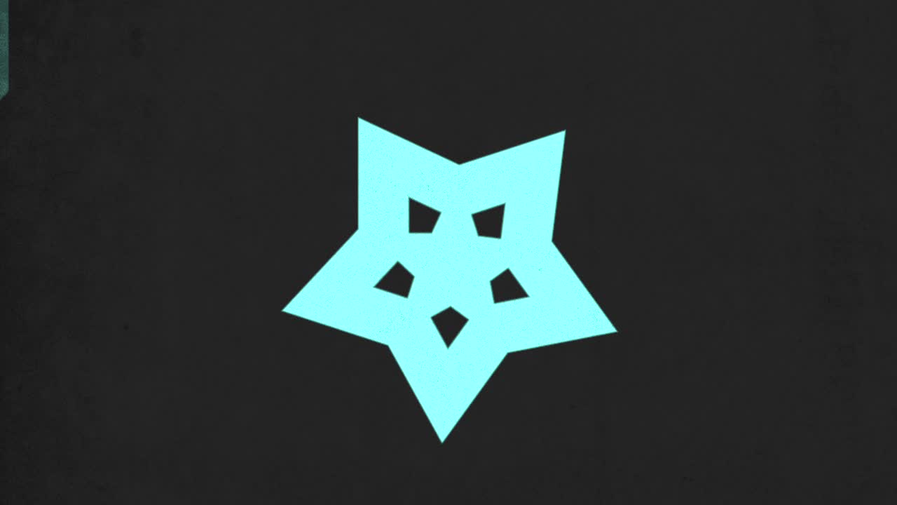 검은색 배경에 매혹적인 파란색 반이는 중앙 점을 떠다니고 있습니다.