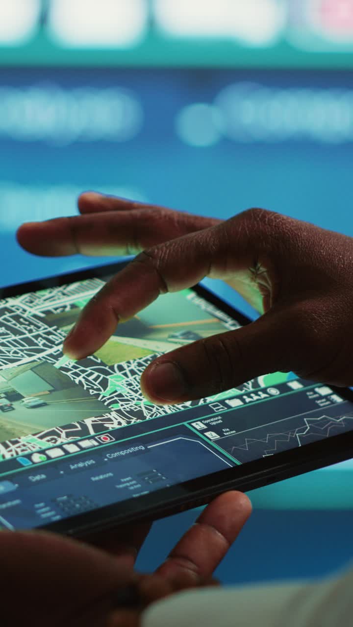 Close Up of Hands Interacting with Digital Map on Tablet