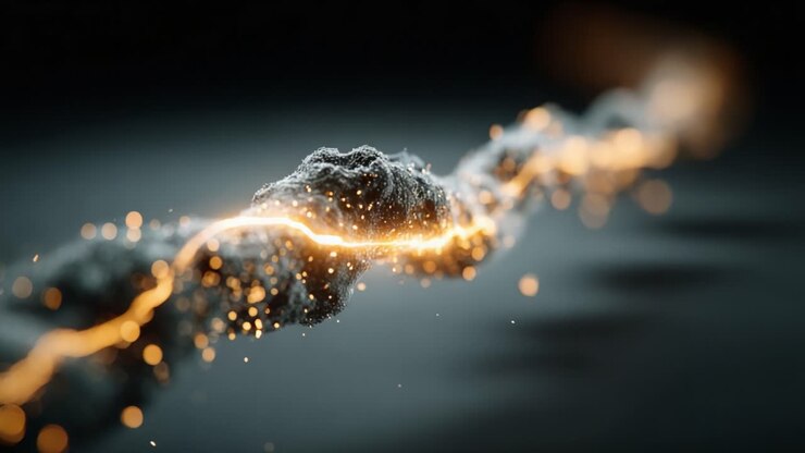 Ein atemberaubendes Bild von Energie, die durch eine texturierte Linie fließt und die Essenz von Bewegung und Licht in einer abstrakten Umgebung einfängt.