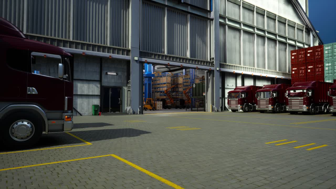 Truck In Front Of An Industrial Logistics Building