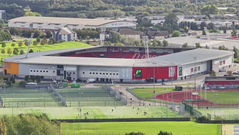 eco-power stadium - people playing on the sports field adjacent to the doncaster stadium in england, uk