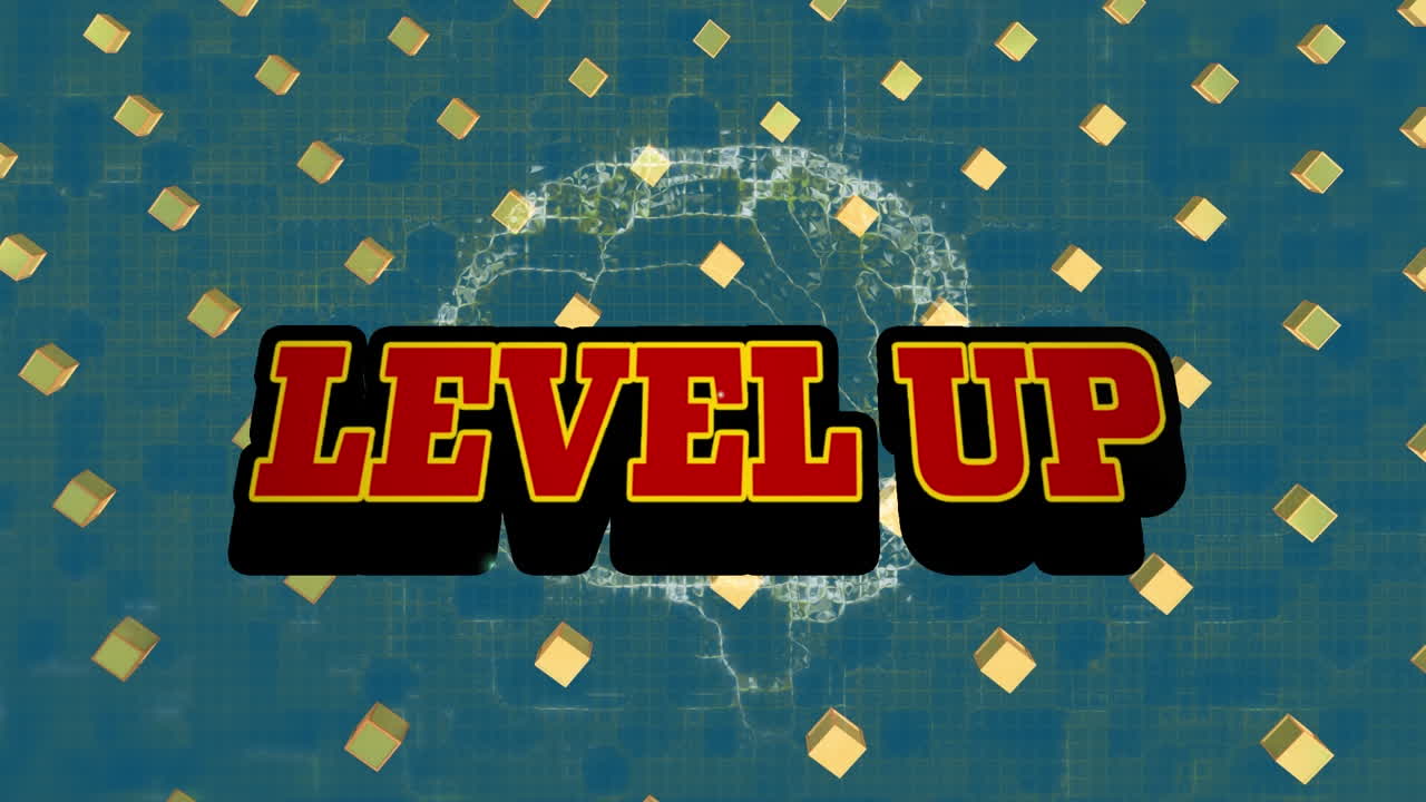 뇌의 애니메이션과 움직이는 모양 위의 텍스트 레벨을 올립니다.