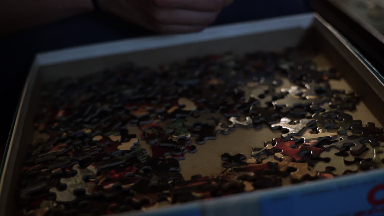 상자에서 올바른 퍼즐 조각을 찾고