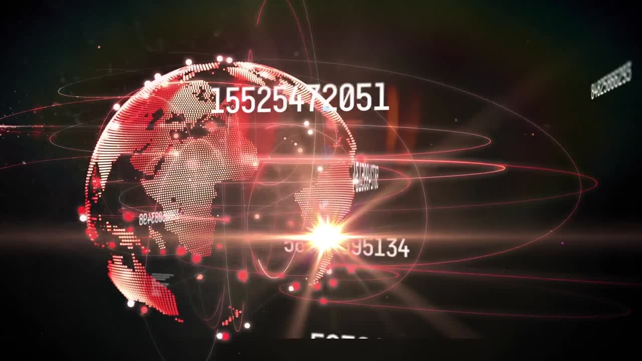 animación de números que cambian con el globo y la red de conexiones