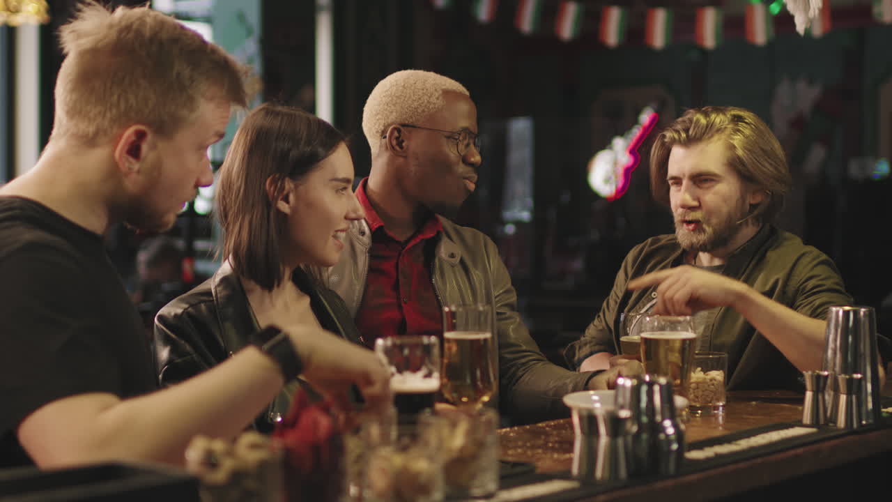 Friends In Bar In Evening