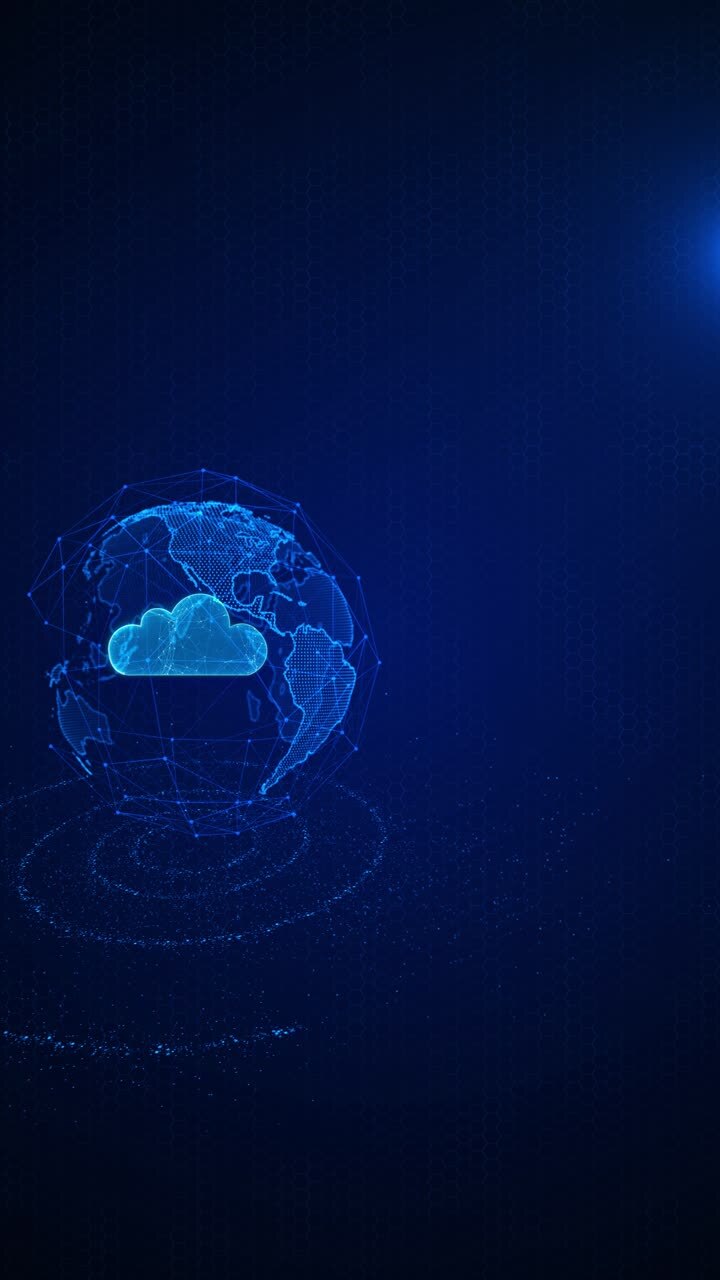 Innovation of cloud computing data storage information technology flowing line stream to cloud icon