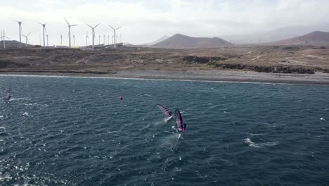 professional windsurfers training in tenerife