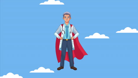 heroic super doctor character animated