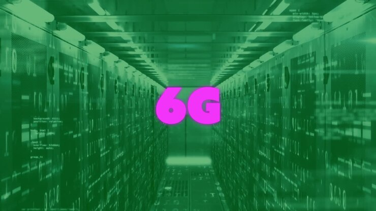 Animation of 6g text and digital data processing over computer servers
