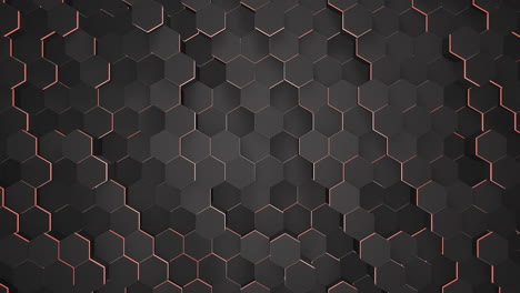 fondo de cuadrícula hexagonal negro y rojo oscuro de movimiento fondo abstracto 1
