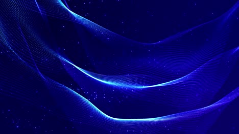 4k looped science fiction particle background with bokeh and light effects. glow blue particles form lines, surfaces, complex structures in smooth motion like in the microworld or space. 16