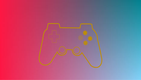 animation of glowing gaming console over blue to pink background