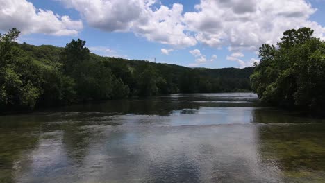 excellent aerial view moving up the shenandoah river in virginia