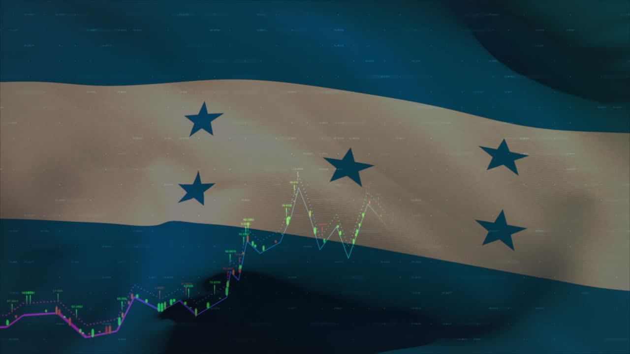 Animazione di elaborazione dati su bandiera dell'Honduras