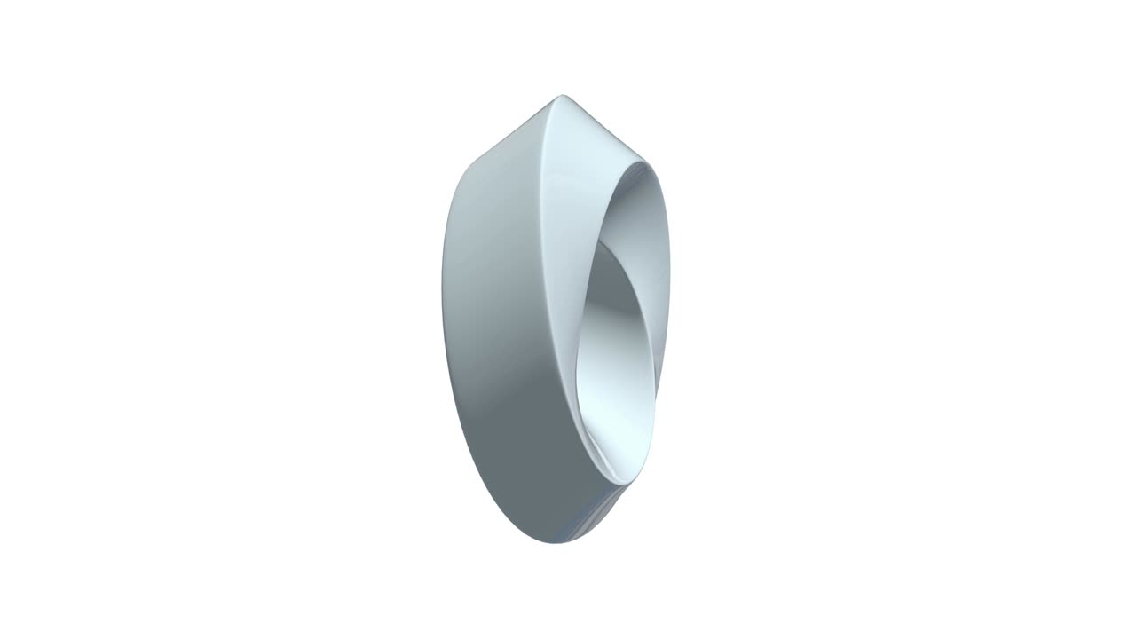 anillo de banda de mobius geometría sagrada. figura espacial con superficies volteadas hacia arriba. ilusión óptica con doble contorno circular renderizado en 3d