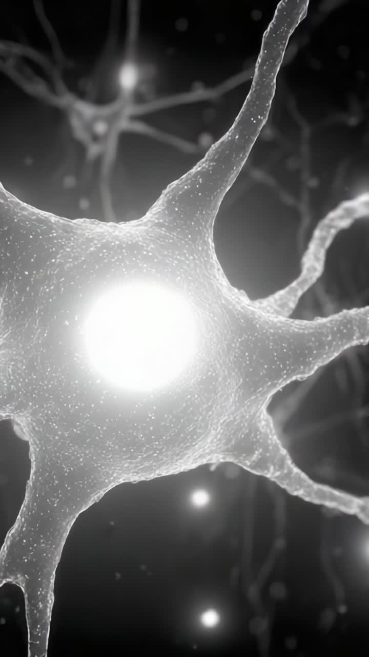 A Close-up Exploration of Neurons: Capturing the Intricate Structure and Function of Nerve Cells in a Stunning Monochromatic Visualization