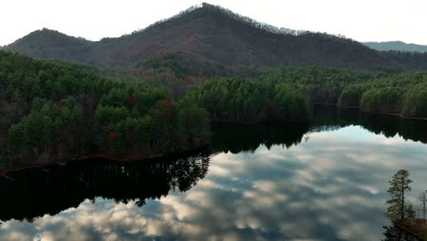 Reflections of Lake Santeetlah, North Carolina during golden hour