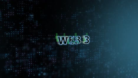 el texto del concepto web 3 revela la animación con la representación digital 3d del fondo de la tecnología abstracta para blockchain, metaverse, cryptocurrency