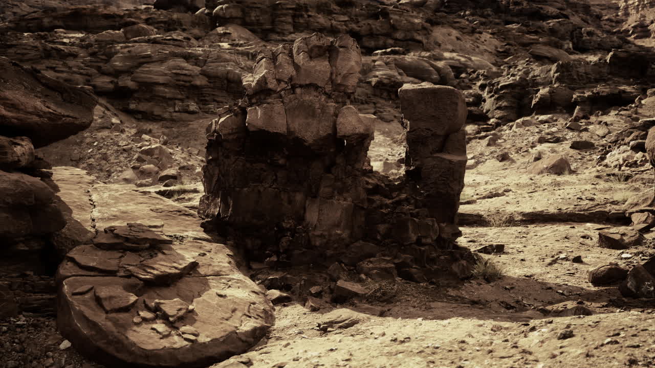 Captivating rock formations in a rugged desert landscape during golden hour