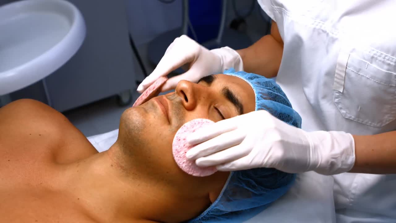 paciente masculino recibiendo masaje de un médico