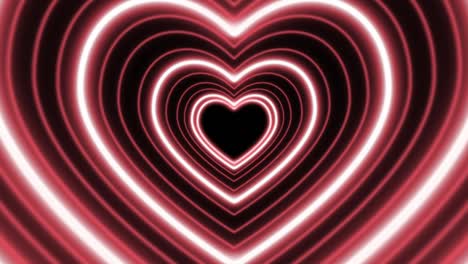 heart neon light. multicolored shimmering tunnel of love symbols. looped animation.