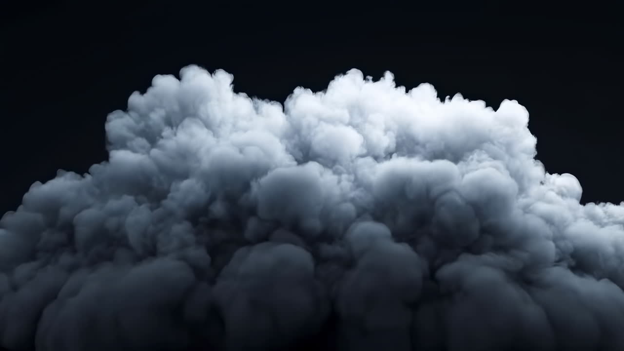 Densa nuvola di fumo bianco che si espande su sfondo scuro