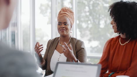 Business,-black-woman-and-leader-talking-to-team