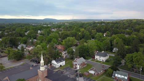 Aerial-Blacksburg-Virginia,-Hometown,-Small-Town-USA,-Suburbia,-Suburbs,-Neighborhoods,-Middle-American