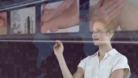 people being massaged in a spa with an earth image courtesy of nasa.org