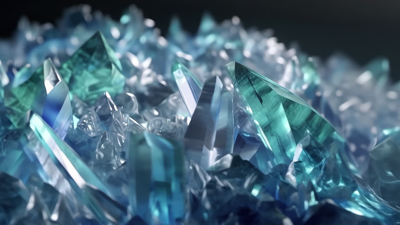 검은색 배경 에 있는 블루투르코이즈 크리스탈 클로즈업