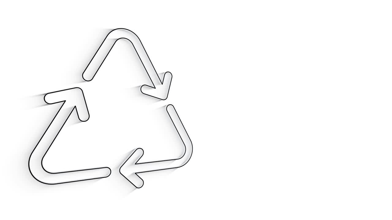 animación de reciclaje de íconos de línea 3d en fondo blanco.