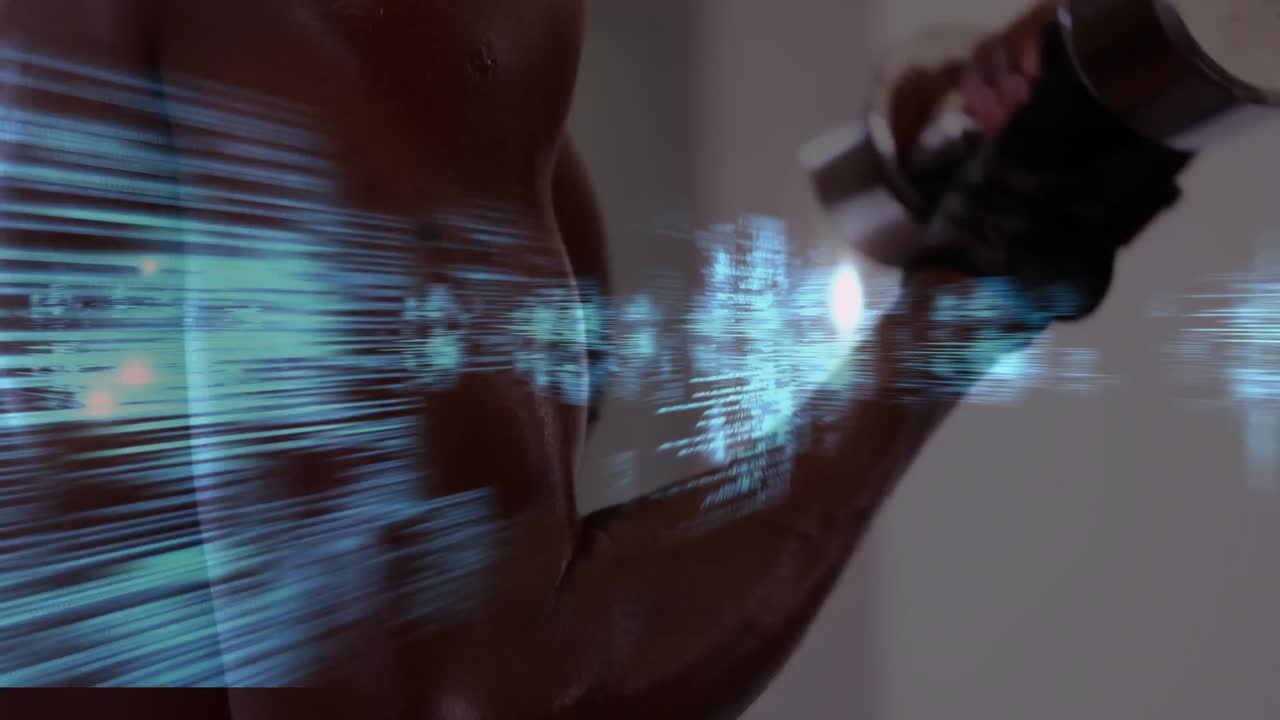 animación del procesamiento de datos sobre el ejercicio del hombre fuerte