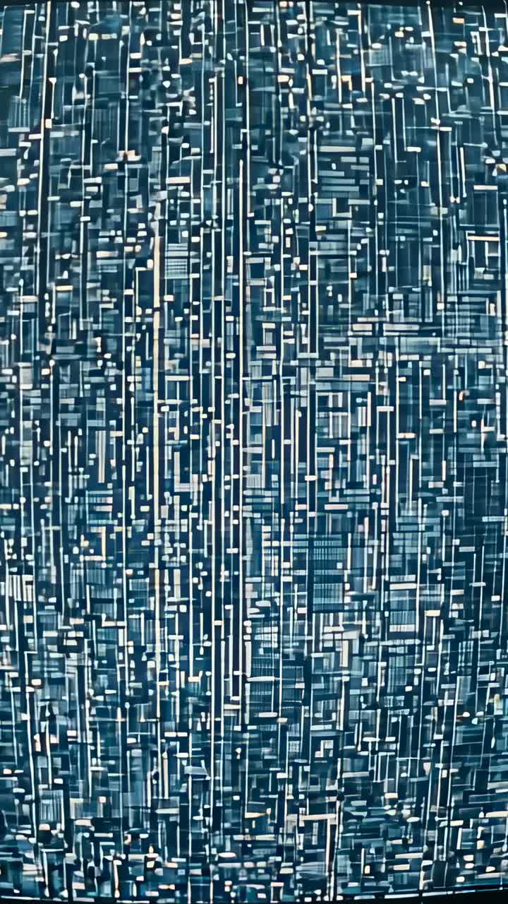 Vertical video: Starting monitor showing drifting grid with pixels in dark room as CRT test