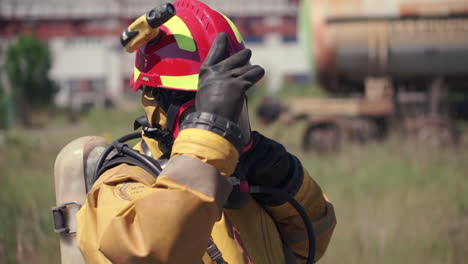 firefighter preparing for emergency response