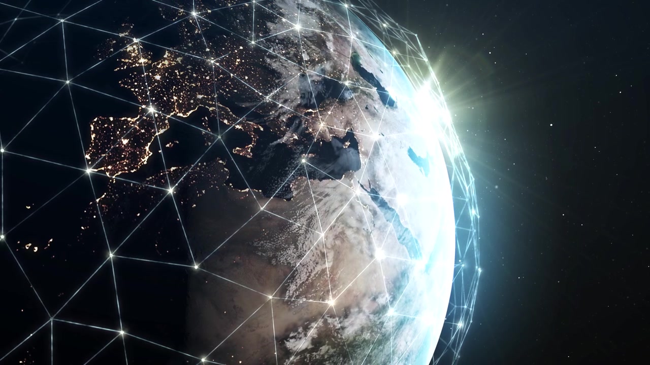 Digital Network Connections Over Earth in Space