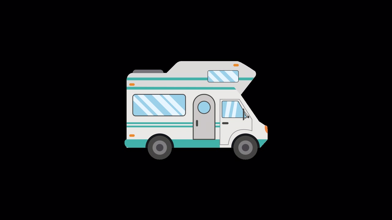 Animated Construction of a Flat Design Camper Van
