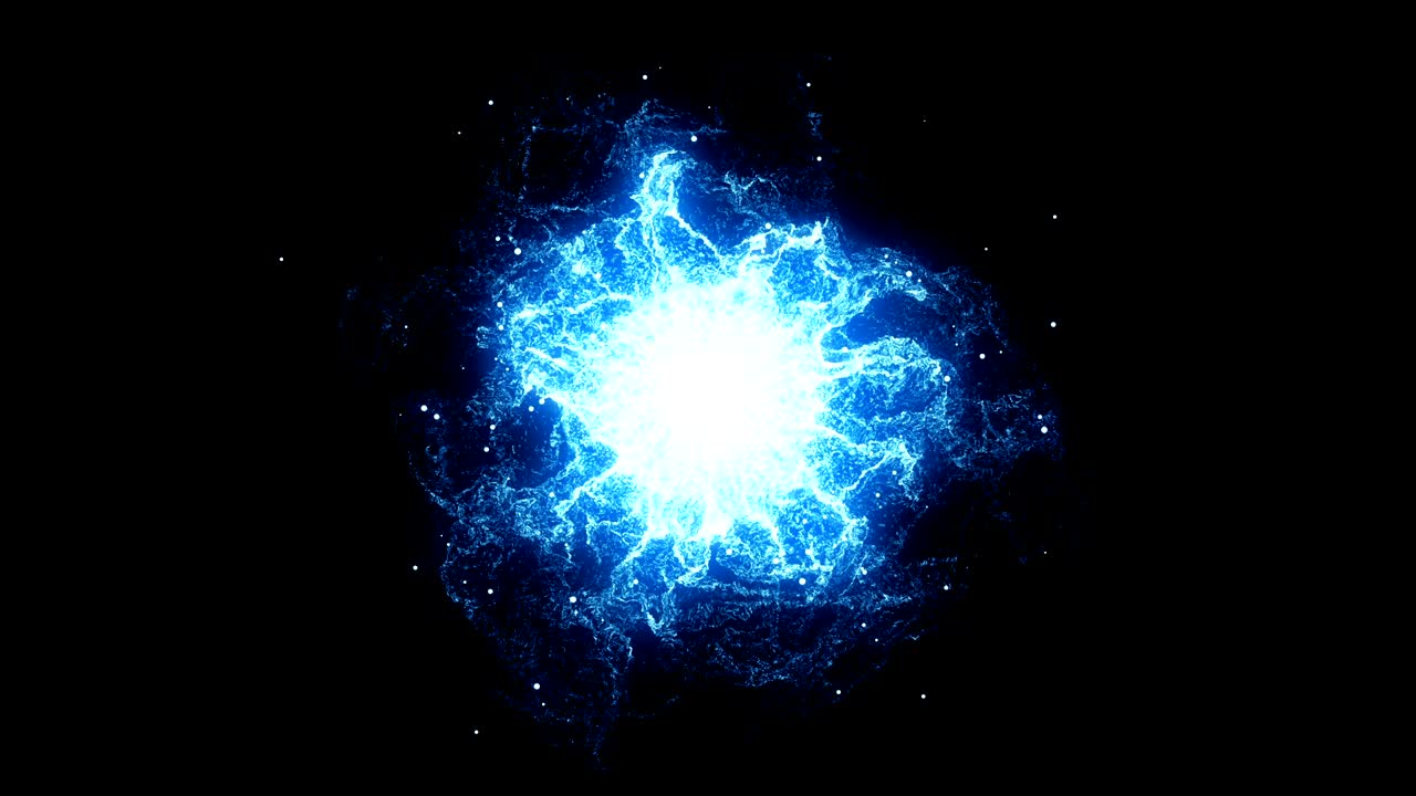 3D rendering, abstract cosmic explosion shockwave blue energy on black background, texture effect