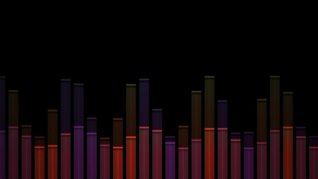 Colorful Audio Equalizer Bars Pulsating on Black Background