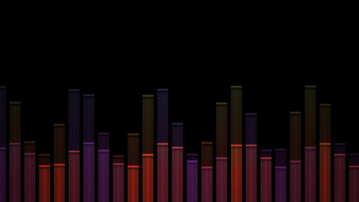Colorful Audio Equalizer Bars Pulsating on Black Background