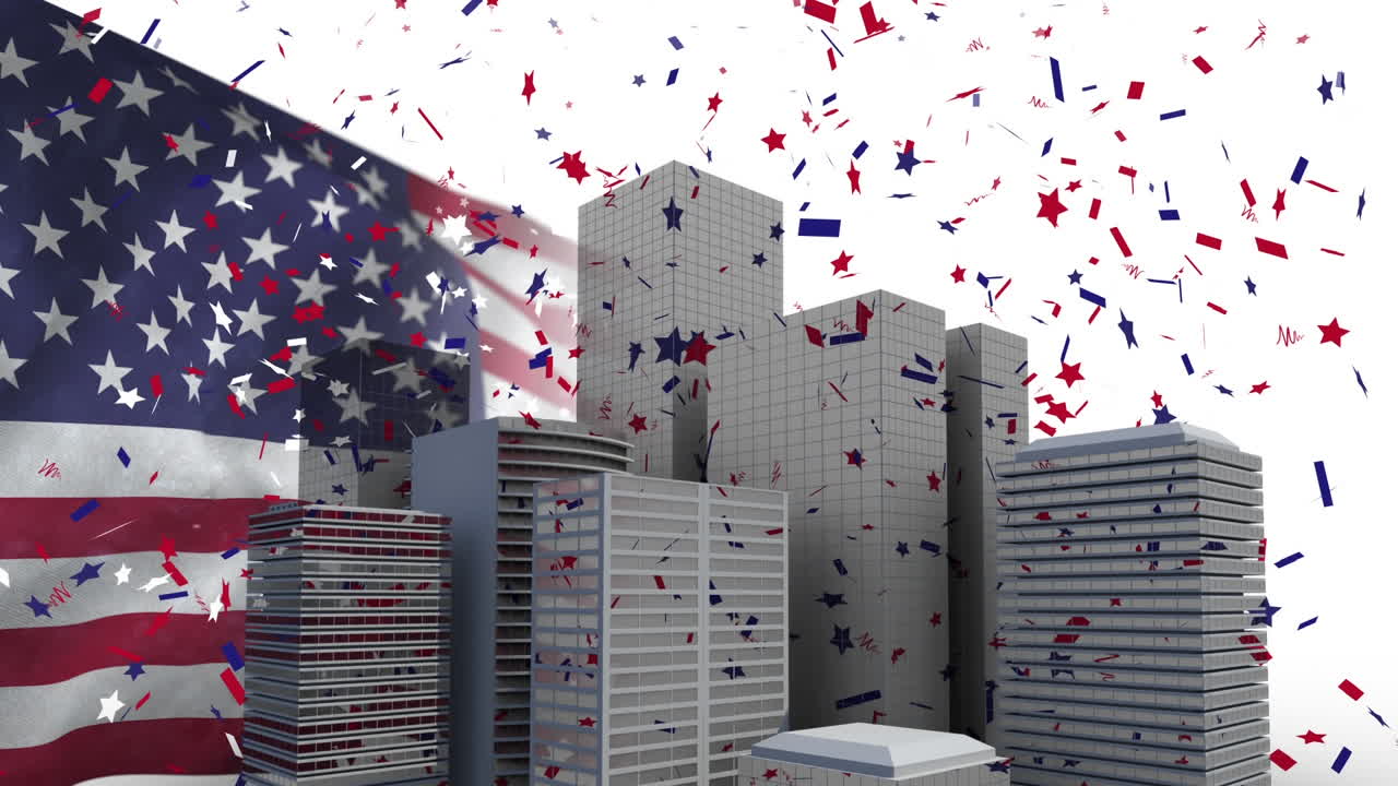 Digital animation of American flag swaying in the wind 4k